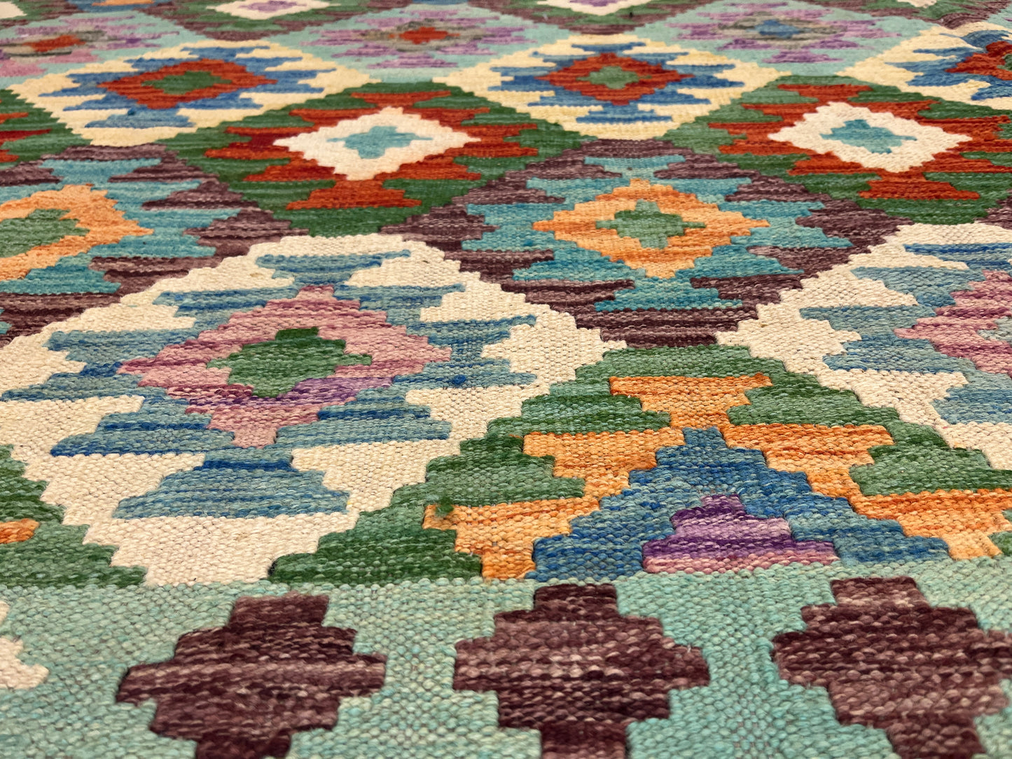 10X13 Maymana Hand-woven Wool Kilim Rug # 14746