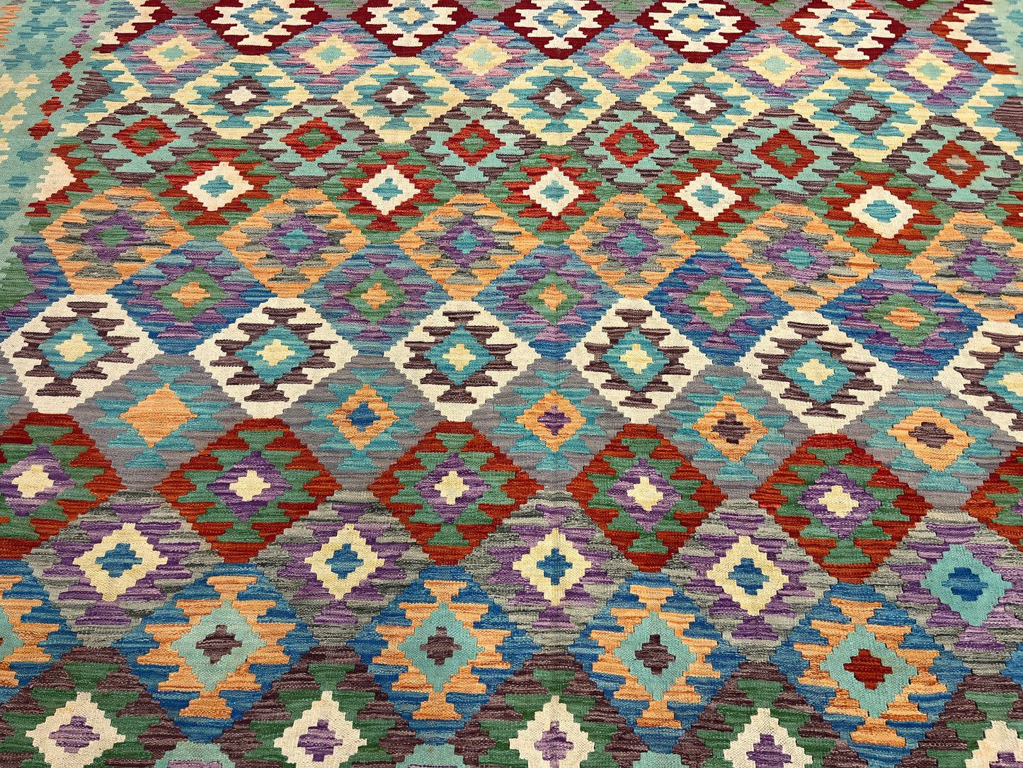 10X13 Maymana Hand-woven Wool Kilim Rug # 14746