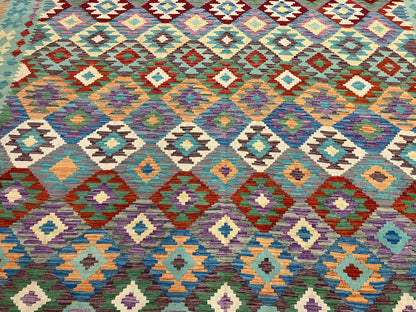 10X13 Maymana Hand-woven Wool Kilim Rug # 14746