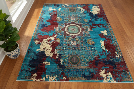 9X12 Mamluk Multicolor Abstract Handmade Wool Rug # 14721