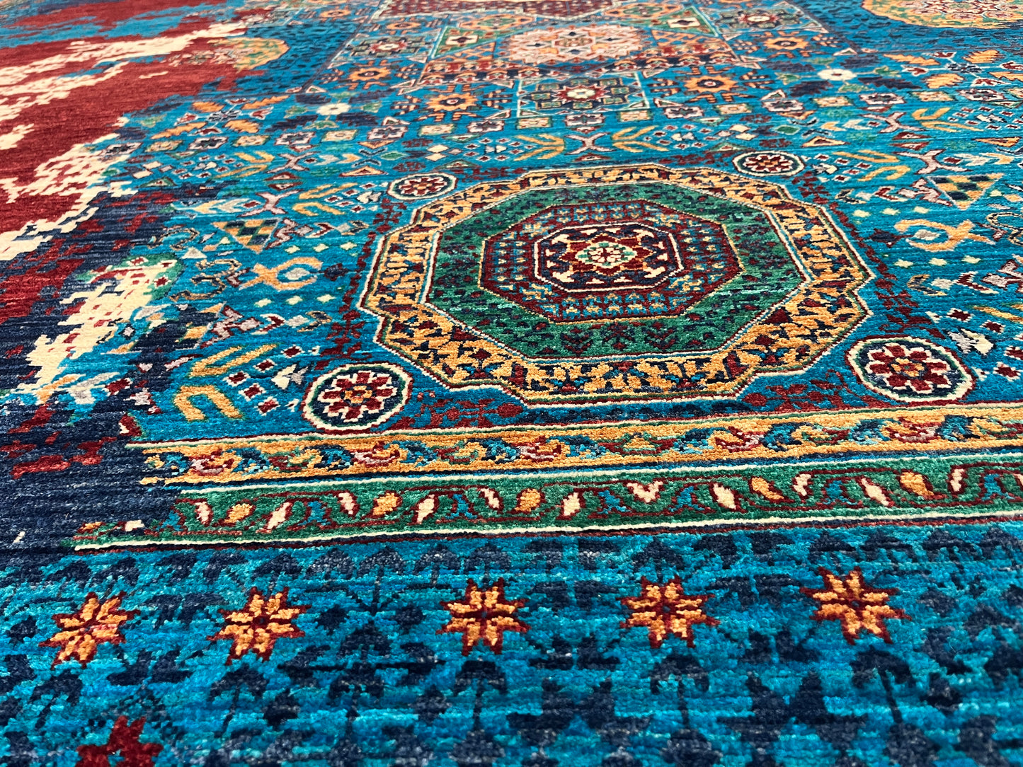 9X12 Mamluk Multicolor Abstract Handmade Wool Rug # 14720