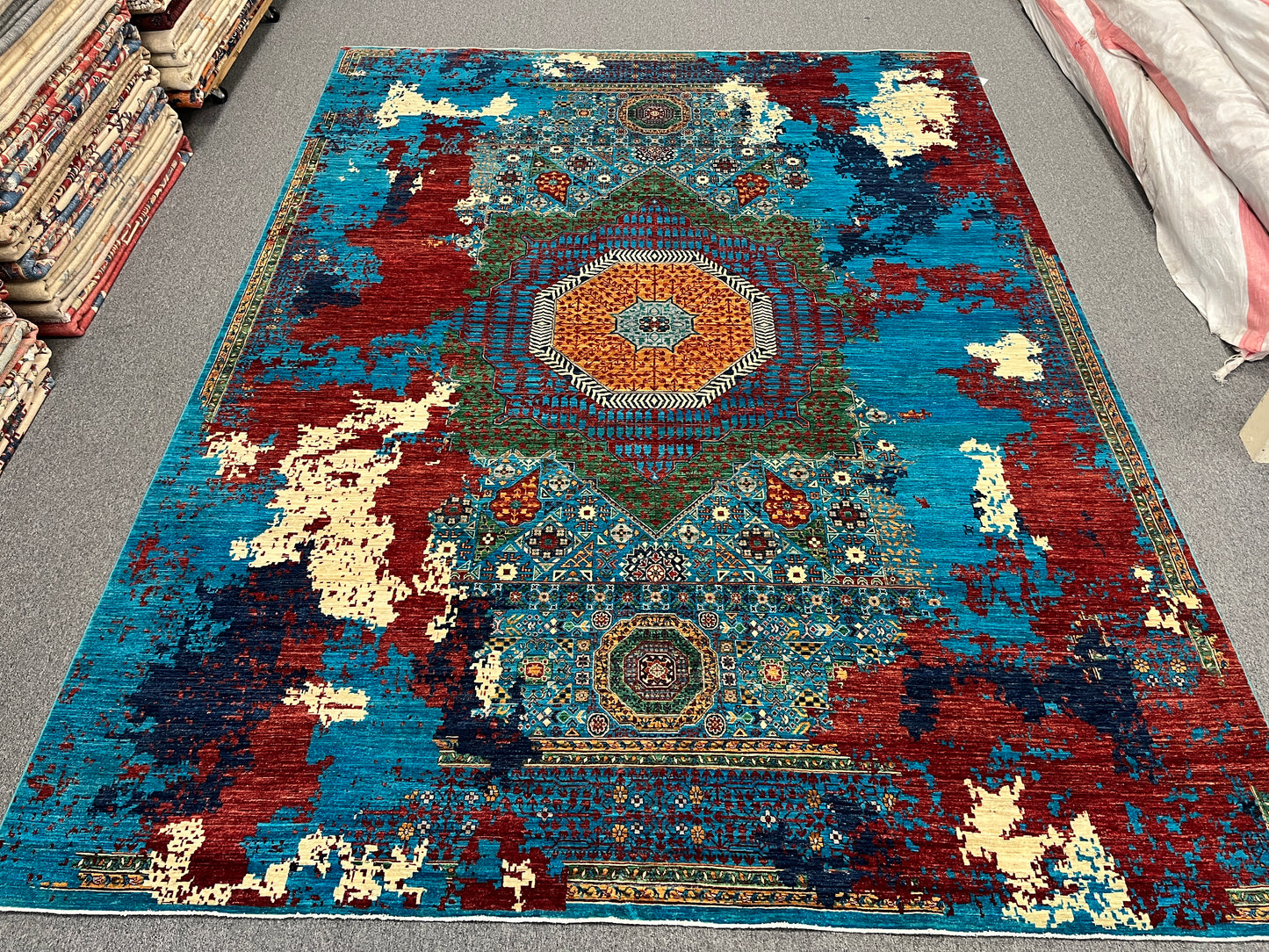 10X14 Mamluk Multicolor Handmade Wool Rug # 14708