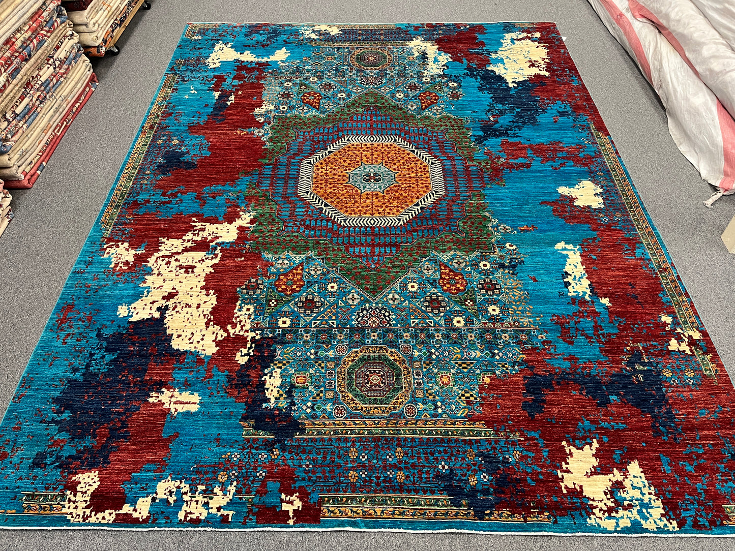 10X14 Mamluk Multicolor Handmade Wool Rug # 14708