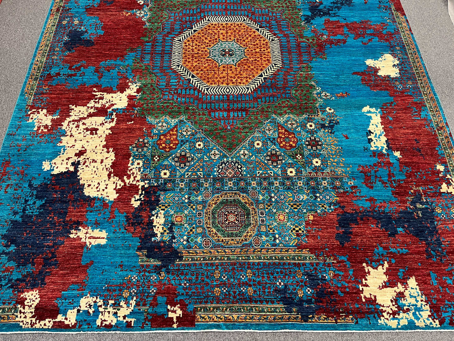 10X14 Mamluk Multicolor Handmade Wool Rug # 14708