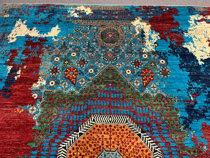 10X14 Mamluk Multicolor Handmade Wool Rug # 14708