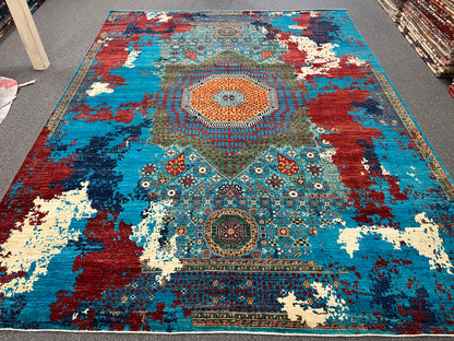 10X14 Mamluk Multicolor Handmade Wool Rug # 14708
