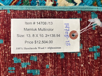 10X14 Mamluk Multicolor Handmade Wool Rug # 14708
