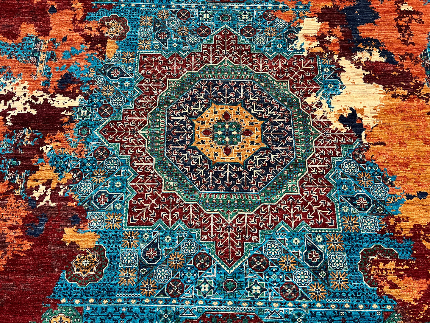 9X12 Mamluk Multicolor Abstract Handmade Wool Rug # 14719