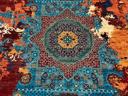 9X12 Mamluk Multicolor Abstract Handmade Wool Rug # 14719