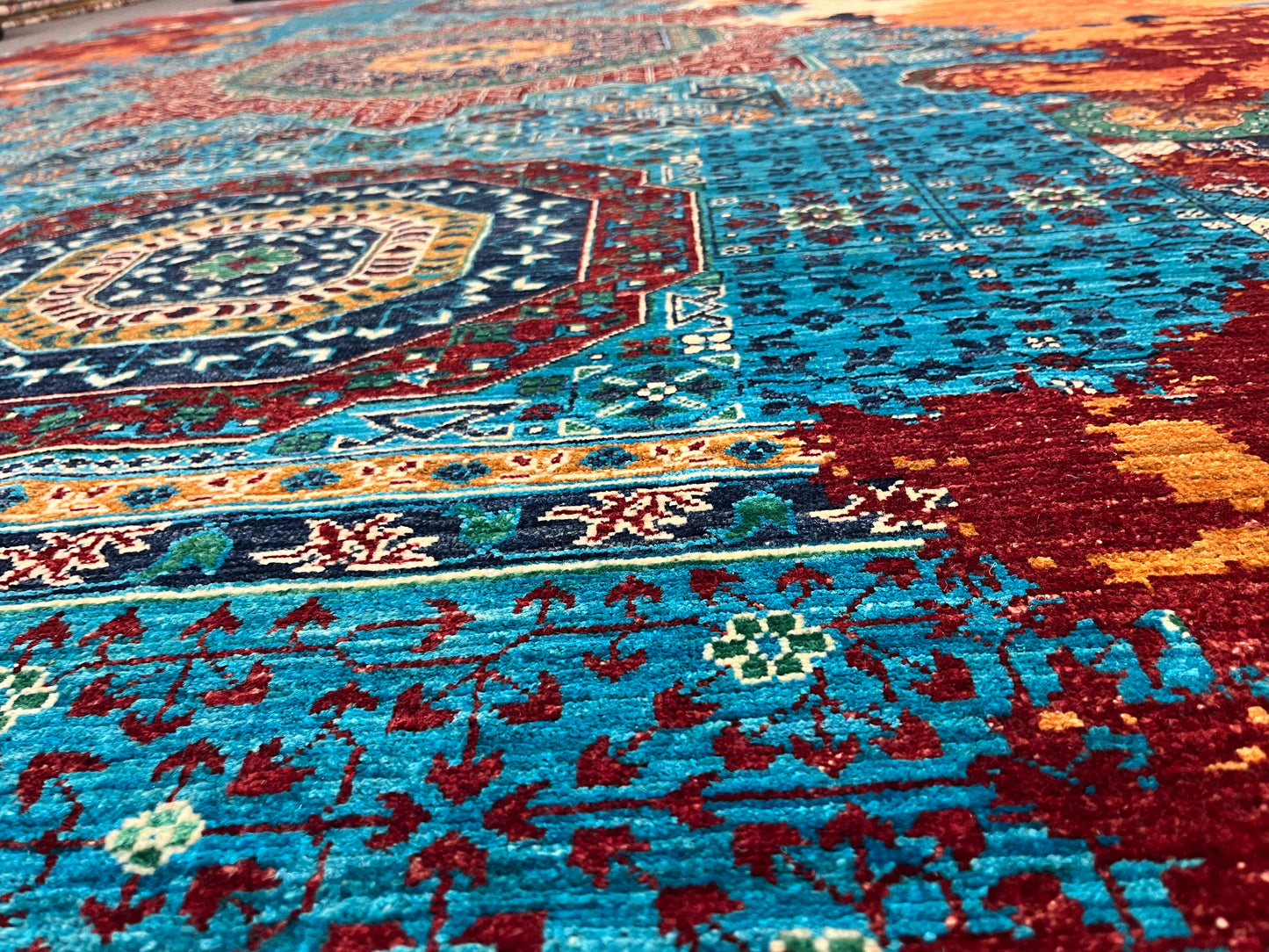 9X12 Mamluk Multicolor Abstract Handmade Wool Rug # 14719
