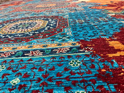 9X12 Mamluk Multicolor Abstract Handmade Wool Rug # 14719