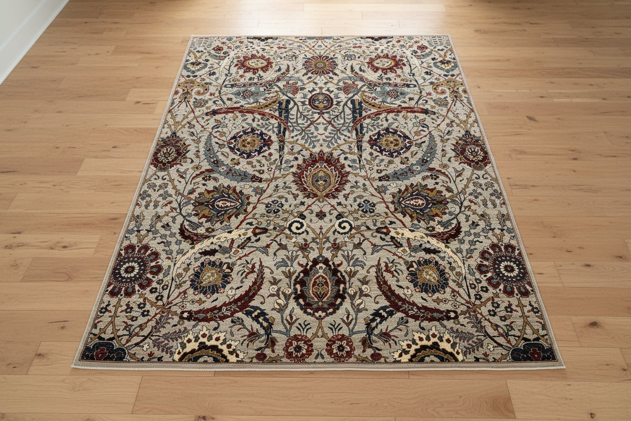 8X10 Afghan Agra Soft Gray Handmade Wool Rug # 14734