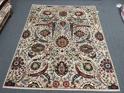 8X10 Afghan Agra Soft Gray Handmade Wool Rug # 14734