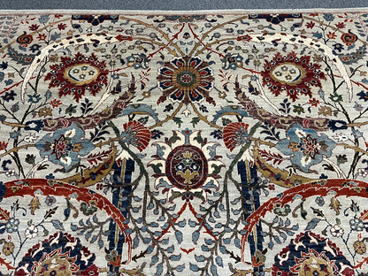 8X10 Afghan Agra Soft Gray Handmade Wool Rug # 14734