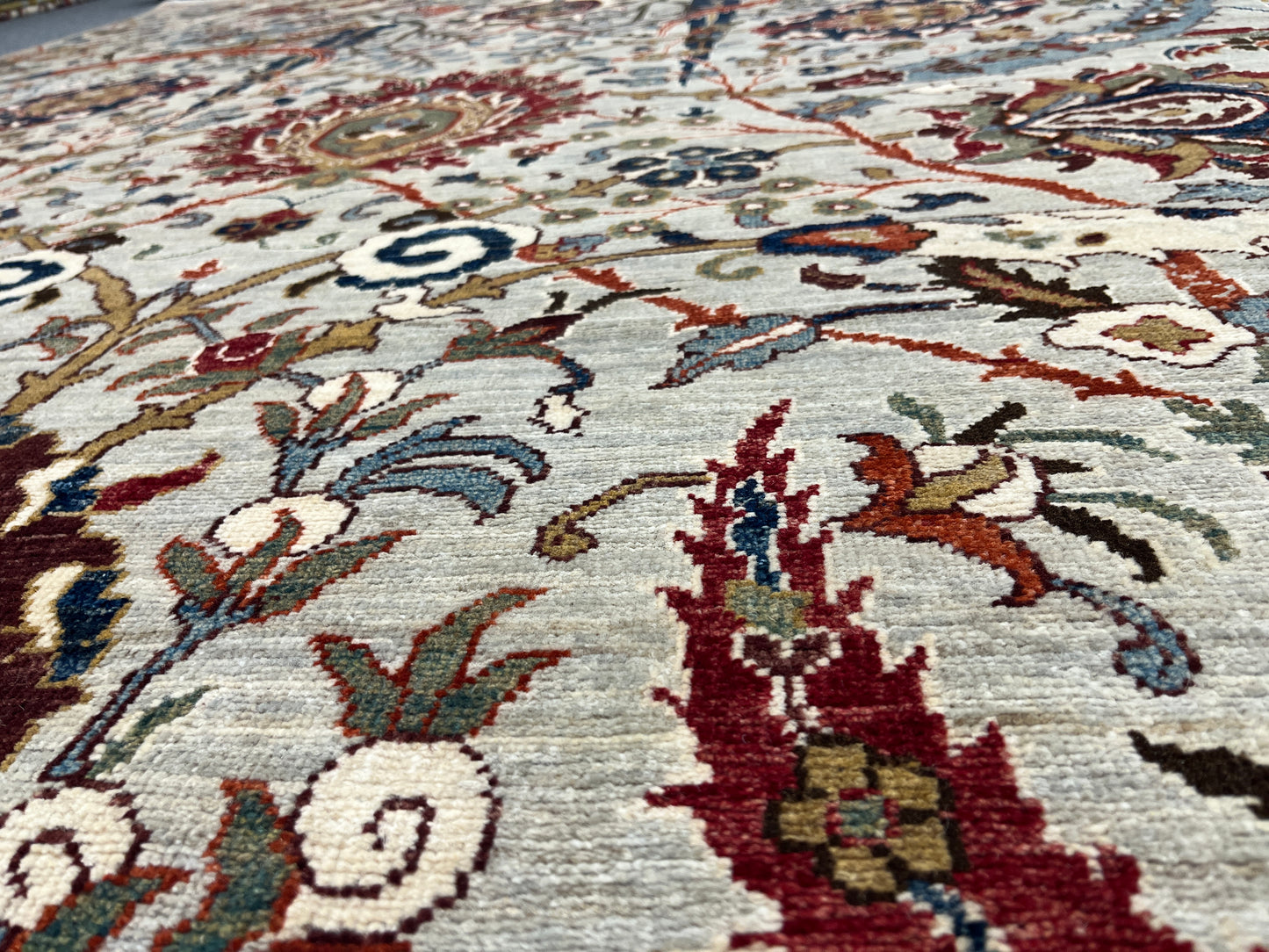 8X10 Afghan Agra Soft Gray Handmade Wool Rug # 14734