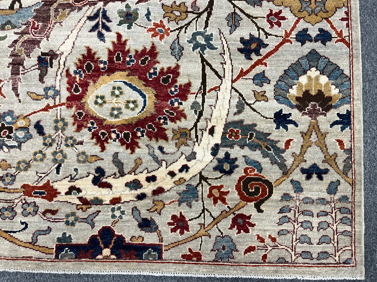 8X10 Afghan Agra Soft Gray Handmade Wool Rug # 14734