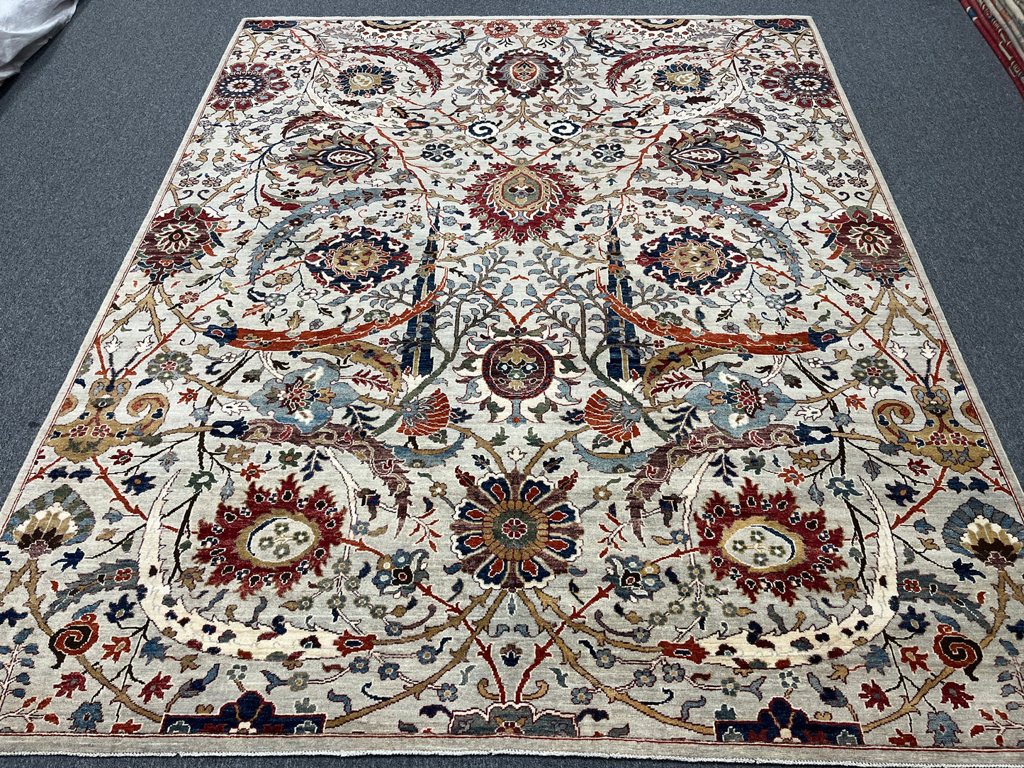 8X10 Afghan Agra Soft Gray Handmade Wool Rug # 14734