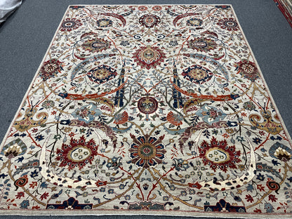 8X10 Afghan Agra Soft Gray Handmade Wool Rug # 14734