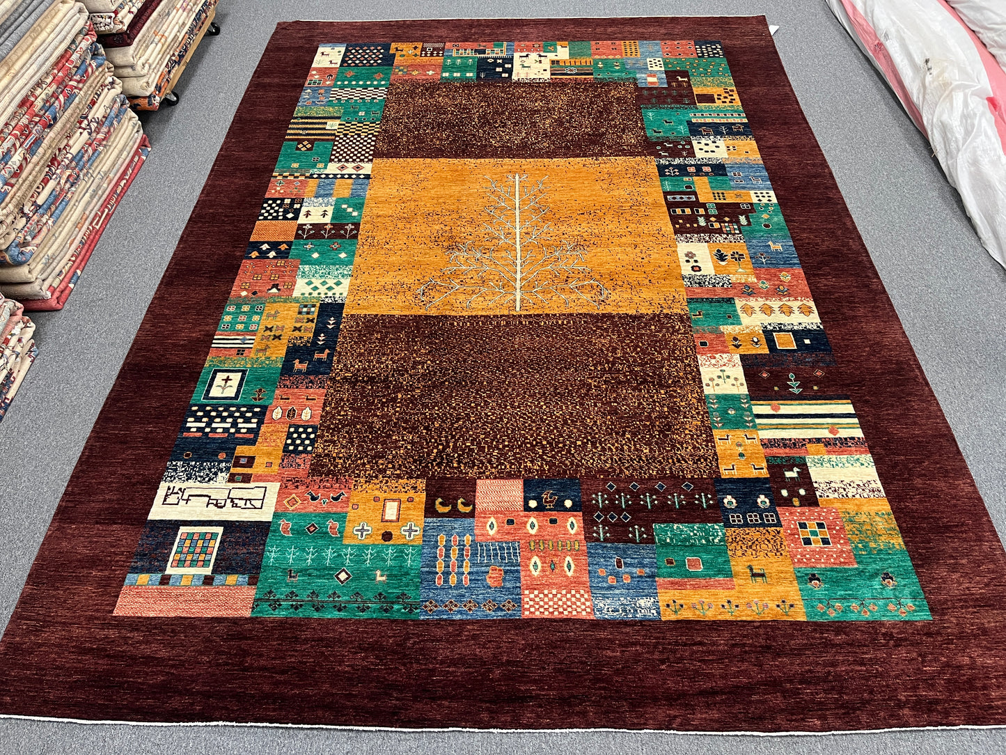 10X14 Gabbeh Tribal Handmade Wool Tribal Rug # 14735