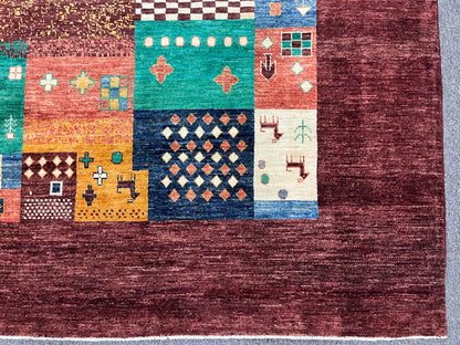 10X14 Gabbeh Tribal Handmade Wool Tribal Rug # 14735