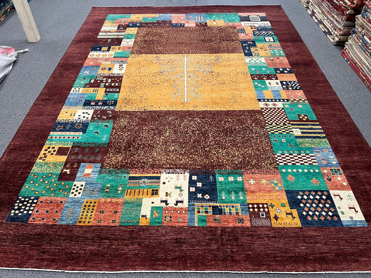 10X14 Gabbeh Tribal Handmade Wool Tribal Rug # 14735
