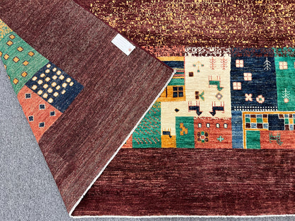 10X14 Gabbeh Tribal Handmade Wool Tribal Rug # 14735