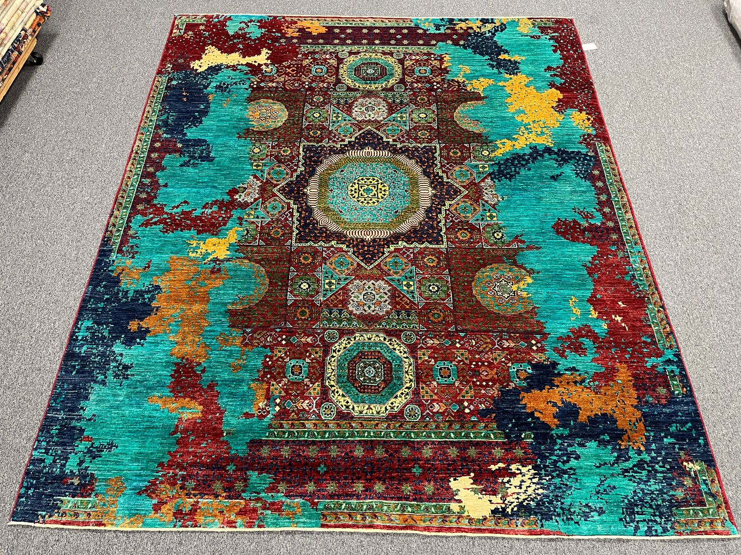 8X10 Mamluk Multicolor Abstract Handmade Wool Rug # 14727