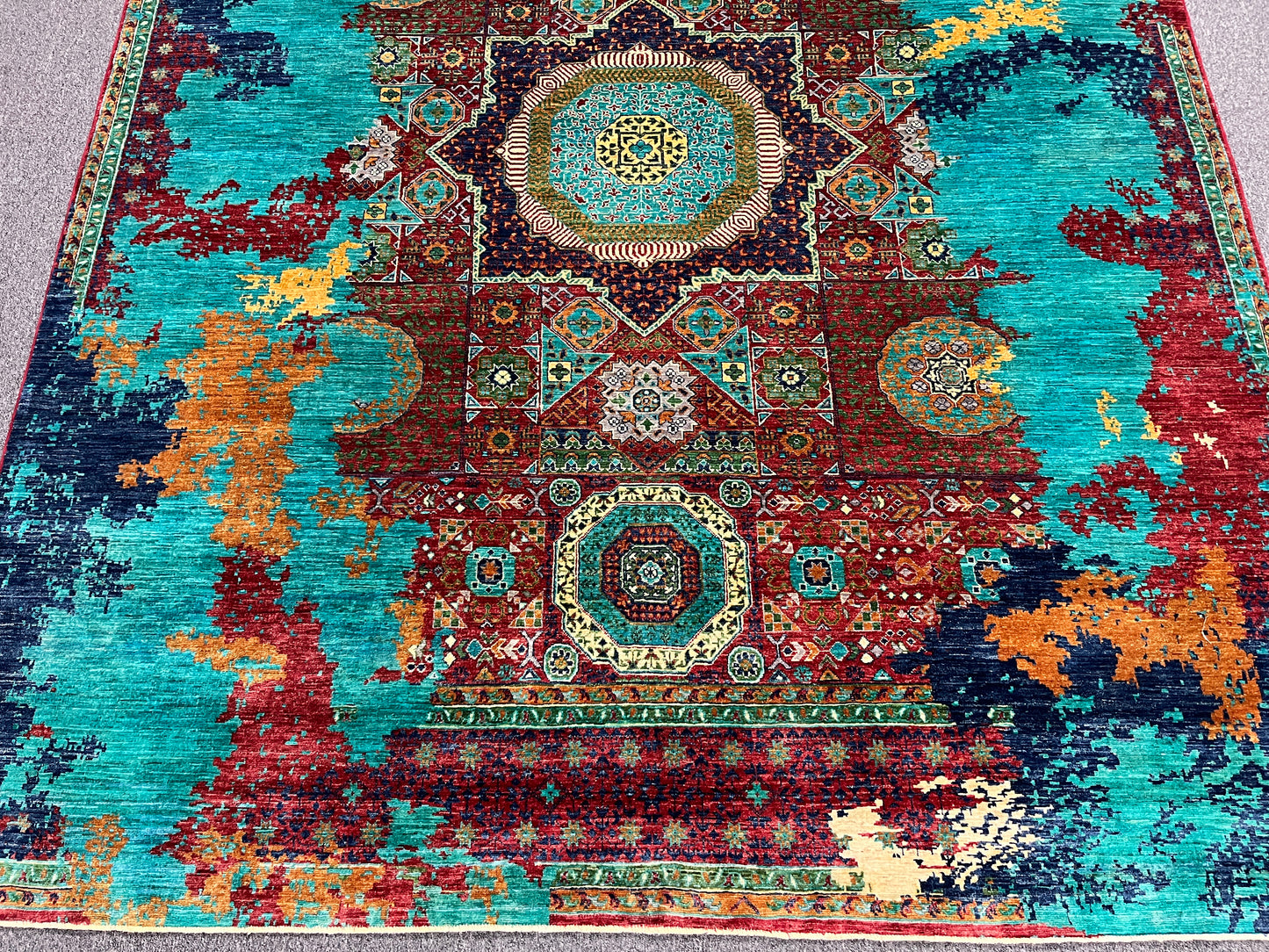 8X10 Mamluk Multicolor Abstract Handmade Wool Rug # 14727