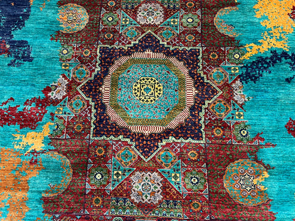 8X10 Mamluk Multicolor Abstract Handmade Wool Rug # 14727
