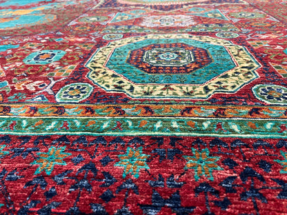 8X10 Mamluk Multicolor Abstract Handmade Wool Rug # 14727