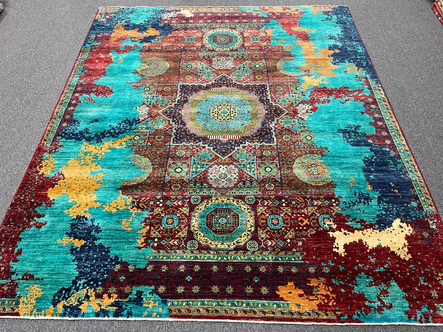 8X10 Mamluk Multicolor Abstract Handmade Wool Rug # 14727