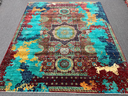 8X10 Mamluk Multicolor Abstract Handmade Wool Rug # 14727