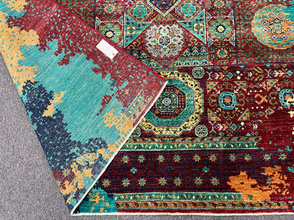 8X10 Mamluk Multicolor Abstract Handmade Wool Rug # 14727