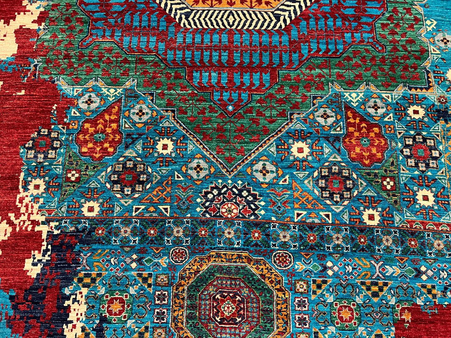10X13 Mamluk Multicolor Abstract Handmade Wool Rug # 14726