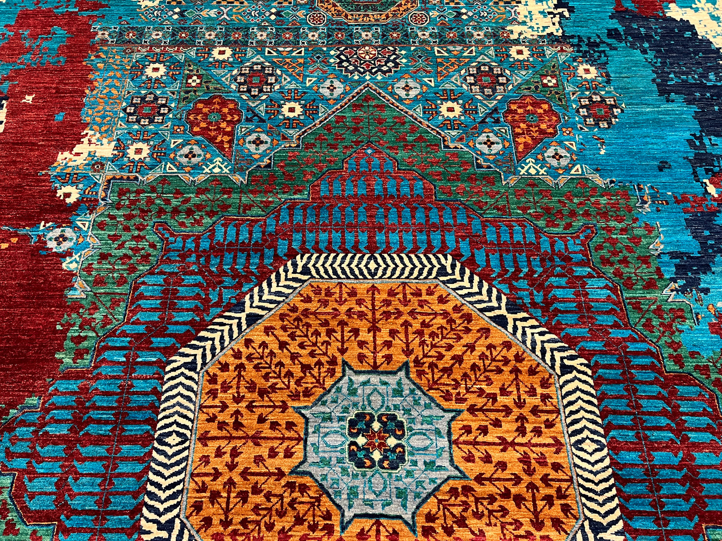 10X13 Mamluk Multicolor Abstract Handmade Wool Rug # 14726