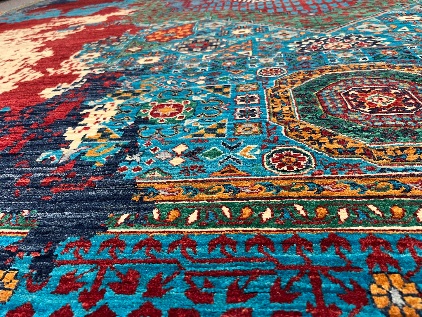 10X13 Mamluk Multicolor Abstract Handmade Wool Rug # 14726