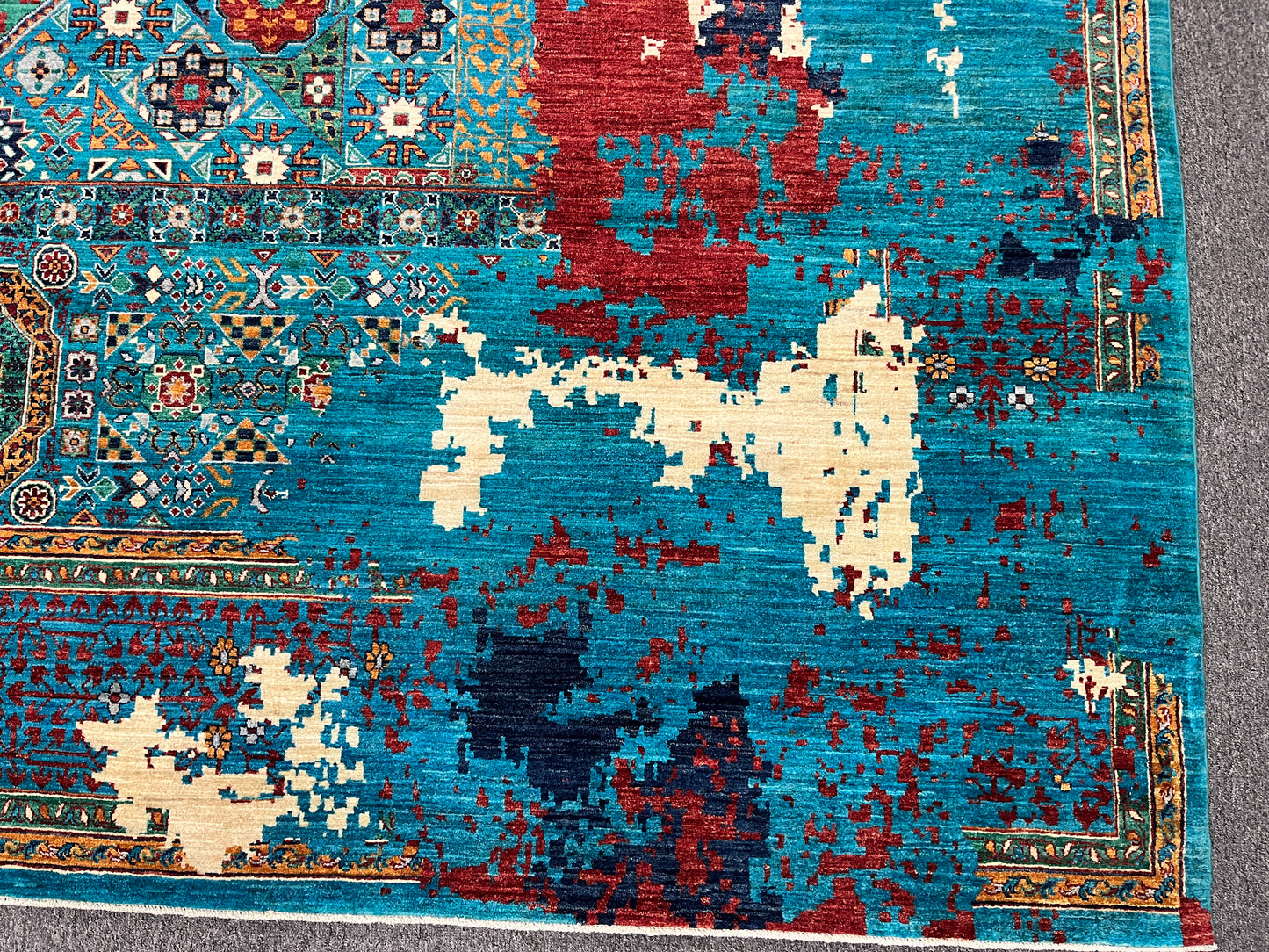10X13 Mamluk Multicolor Abstract Handmade Wool Rug # 14726