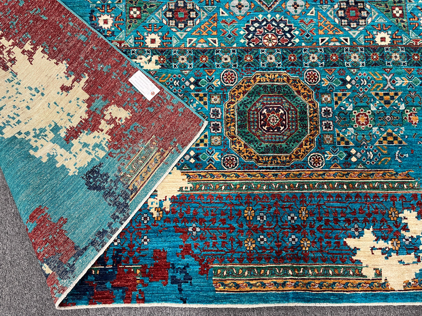 10X13 Mamluk Multicolor Abstract Handmade Wool Rug # 14726