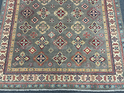 Gray Brown 8X6 Kazak Handmade Wool Rug # 13841