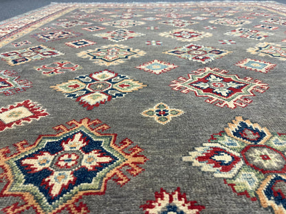 Gray Brown 8X6 Kazak Handmade Wool Rug # 13841