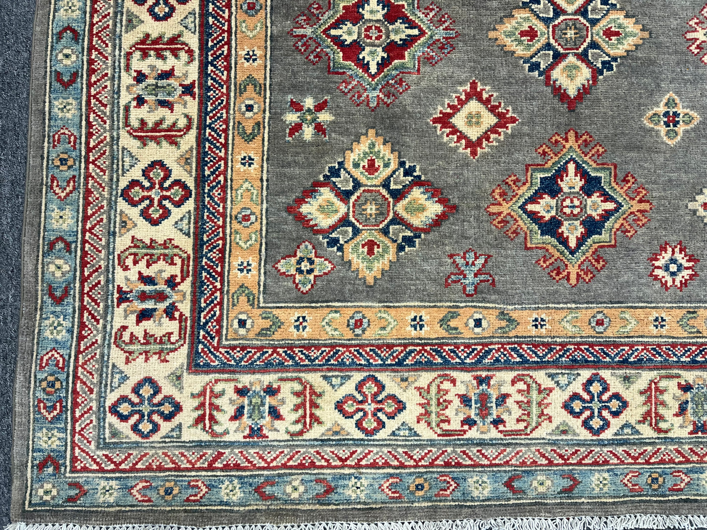 Gray Brown 8X6 Kazak Handmade Wool Rug # 13841
