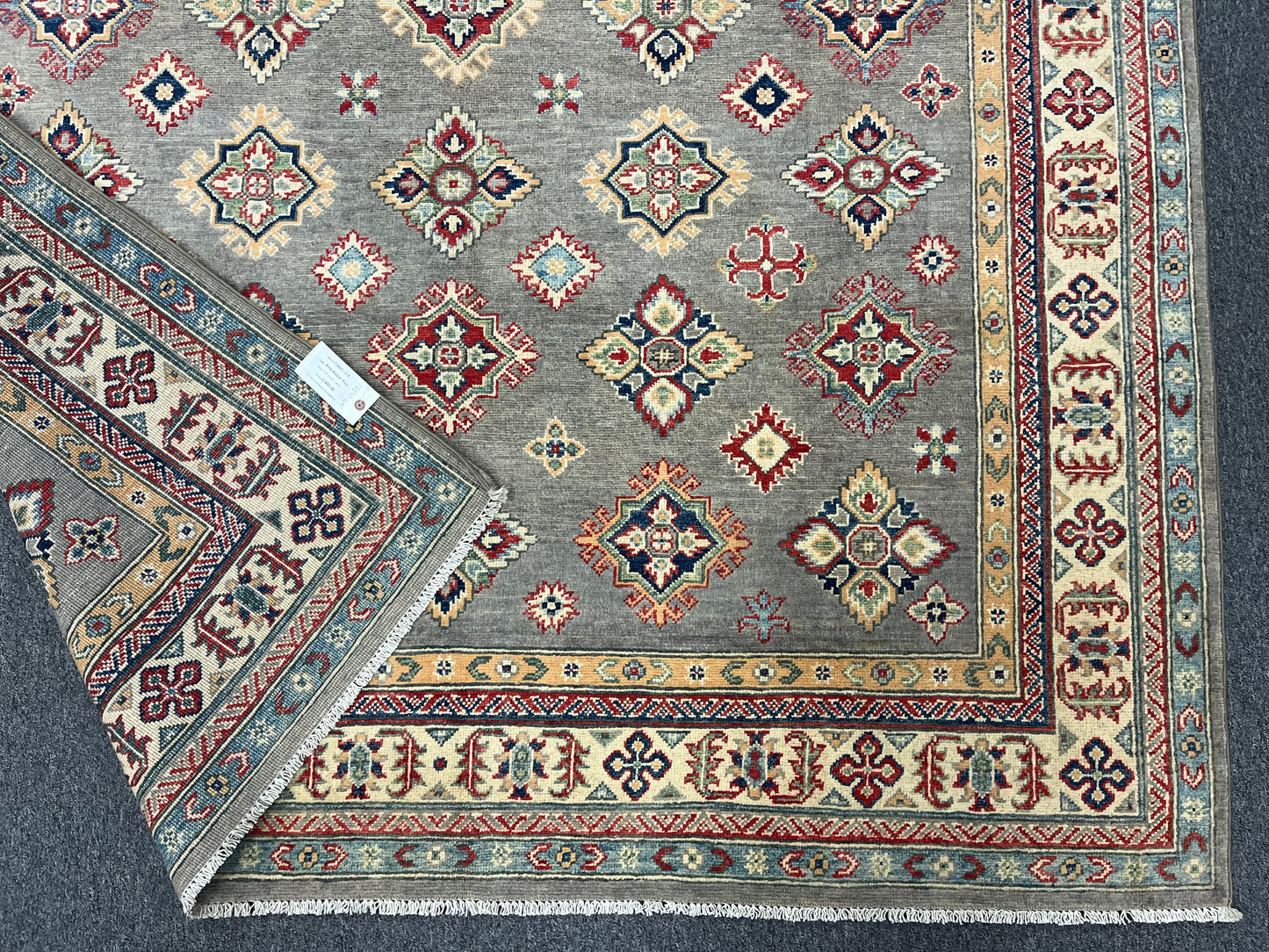 Gray Brown 8X6 Kazak Handmade Wool Rug # 13841
