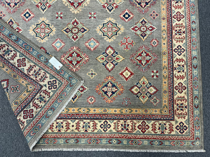 Gray Brown 8X6 Kazak Handmade Wool Rug # 13841