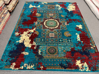 10X13 Mamluk Multicolor Handmade Wool Rug # 14712