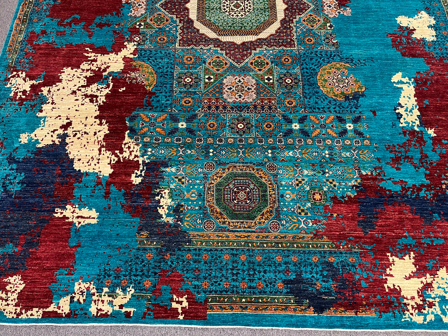 10X13 Mamluk Multicolor Handmade Wool Rug # 14712