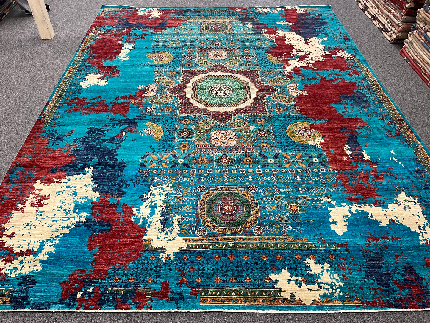 10X13 Mamluk Multicolor Handmade Wool Rug # 14712