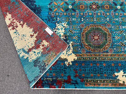 10X13 Mamluk Multicolor Handmade Wool Rug # 14712