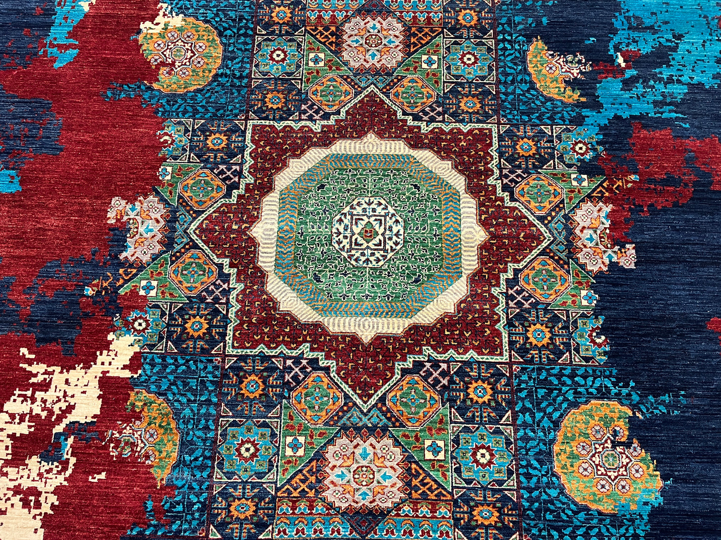 9X12 Mamluk Multicolor Handmade Wool Rug # 14699