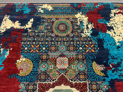9X12 Mamluk Multicolor Handmade Wool Rug # 14699