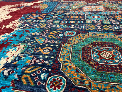 9X12 Mamluk Multicolor Handmade Wool Rug # 14699